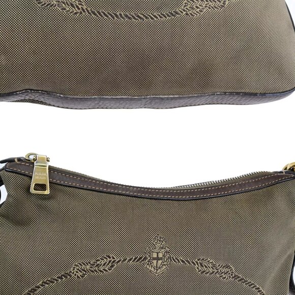 PRADA Logo Crossbody Shoulder Bag Jacquard Leather Brown GHW 60YF090 - Picture 6 of 16